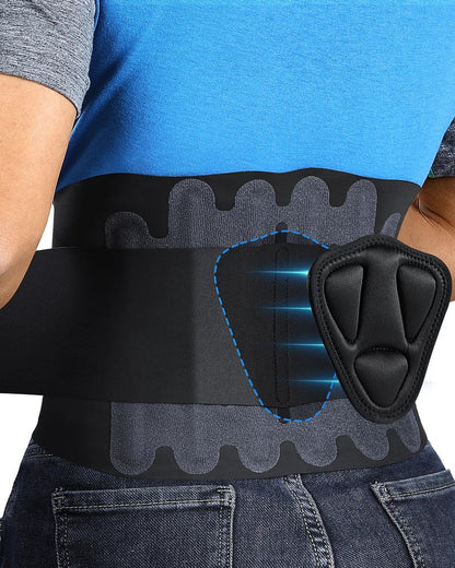 Fitomo 0.5mm Ultra Thin Back Brace for Women Men, 3D Lumbar Pad, Seamless Yoga Fabric, Lightweight Back Brace for Lower Back Pain Relief, Sciatica, Posture, Lifting, Wearg Under Clothes, Black, S