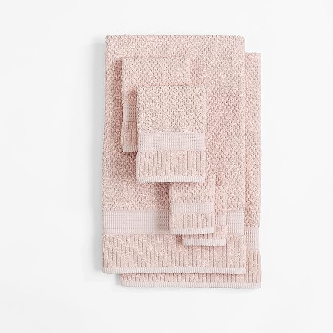 NY Loft 100% Cotton 6 Piece Bath Towel Set | Pink Towels | Soft & Absorbent