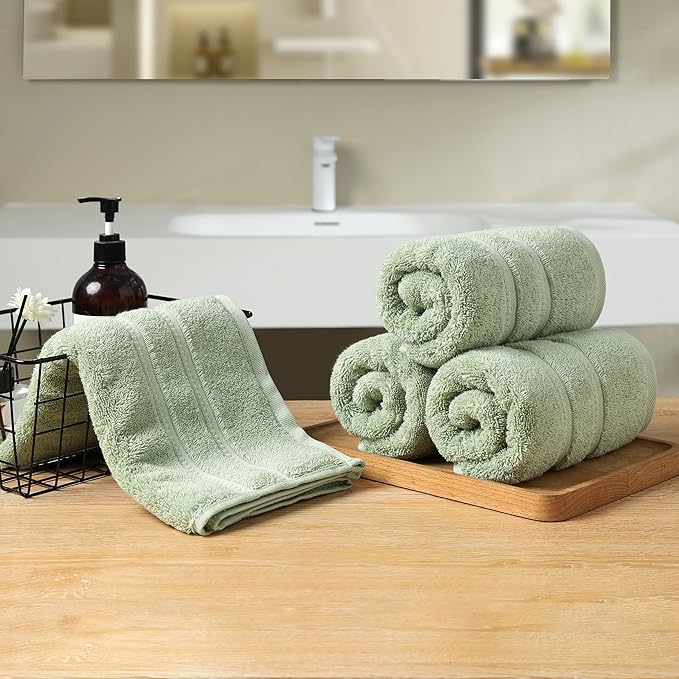 Simple&Opulence 4 Pcs Premium Hand Towels 16"x28", 600 GSM 100% Ring Spun Cotton