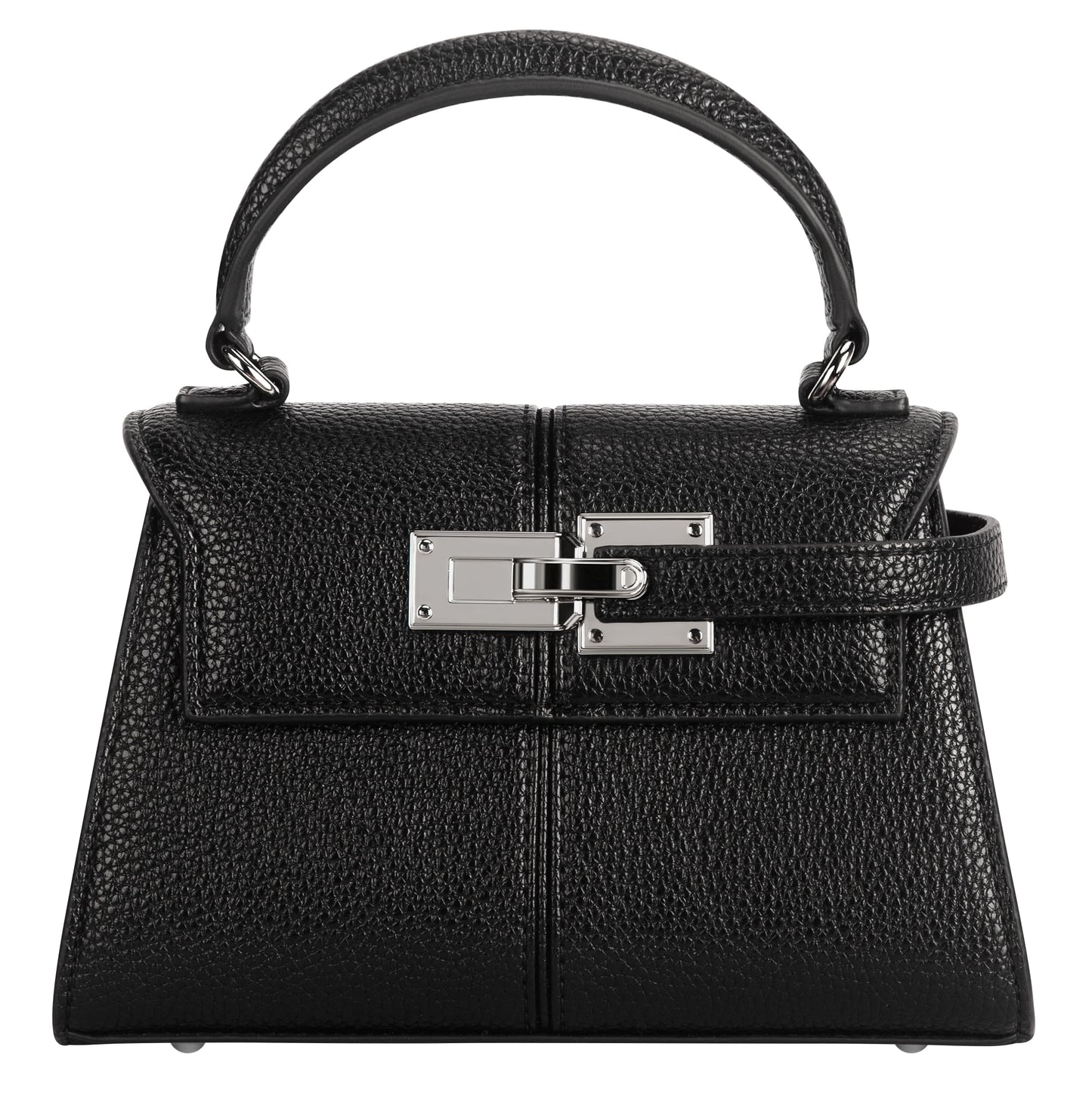 Women's Mini Top-handle Purse - Cute Vegan Leather Vintage Top Handle Bag with Adjustable Strap, Small Fashion Commuter Crossbody Handbag BLACK, Small
