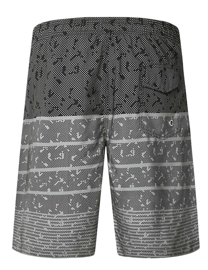 ELETOP Men's Swim Trunks Quick Dry Bathing Suit Swimming Board Shorts Mesh Lining Beach Swimwear Stripe Grey M