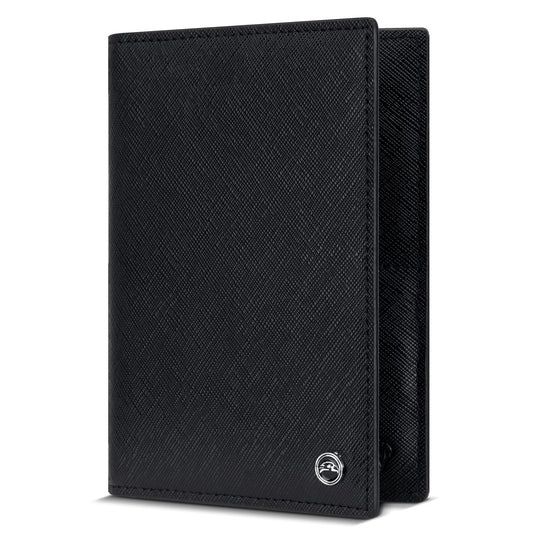 Snazzy Hawk 2 Passport Holder - Travel Essentials, RFID Blocking Wallet Credit Card Organiser, Plain Accessories Slim Cover For Men Women… (Black)