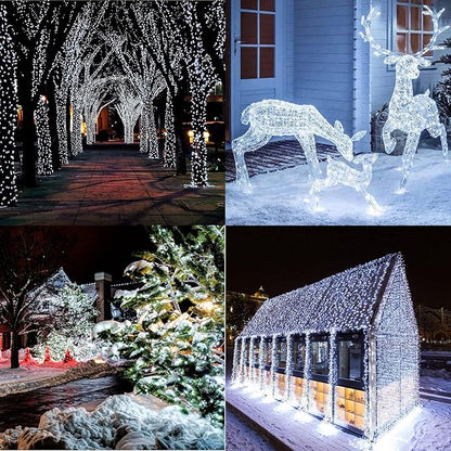 338Ft Christmas Lights Outdoor, 1000 LED Christmas String Lights with 8 Modes, Timer, Waterproof Fairy Twinkle Lights for Party, Garden, Wedding, Holiday, Weddings, Xmas Tree Decorations (Cool White)
