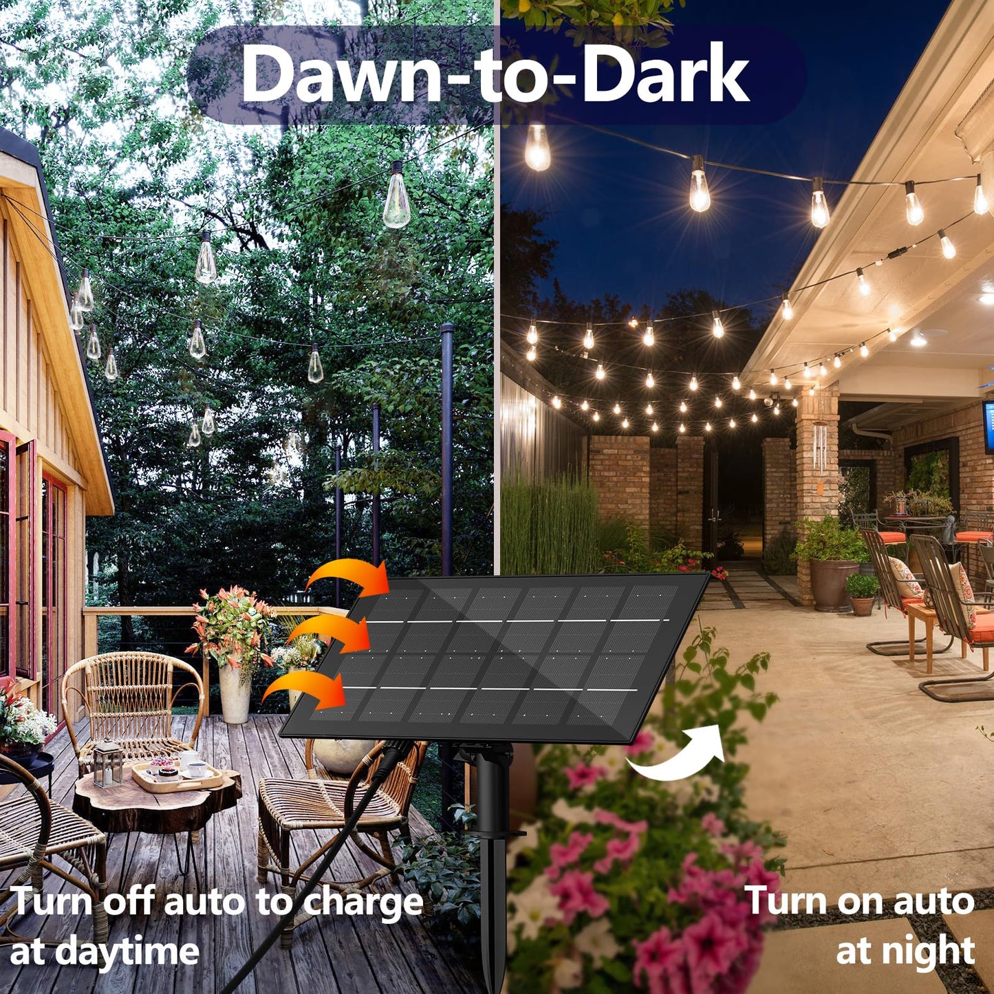 Stright 60FT Solar String Lights Outdoor Weatherproof with Remote, Solar Powered LED Edison Bulb 15 Sockets Outdoor String Lights for Outside Patio Backyard Fence Halloween Christmas Decorations