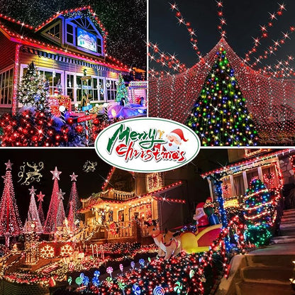Hezbjiti 1000 LED 403 FT Christmas String Lights Outdoor, 8 Lighting Modes IP44 Waterproof Fairy Lights with Timer and Dimmable Function for Home Party Tree Decorations (Red, Clear Wire)