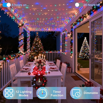750LED Christmas Lights Outdoor Use, 240ft 12 Modes Multicolor LED String Lights with Timer Dimmable, Waterproof Christmas Tree Lights for Xmas Patio Yard Fence Balcony Garden Decor Multicolor