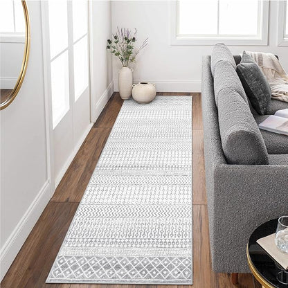 Moroccan Washable Rug Runner, 2x8 Ultra Soft Non-Slip Vintage Kitchen Rugs Runner for Hallway, Washable Laundry Room Rug Distressed Floor Carpet for Entryway Kitchen Bathroom Bedroom