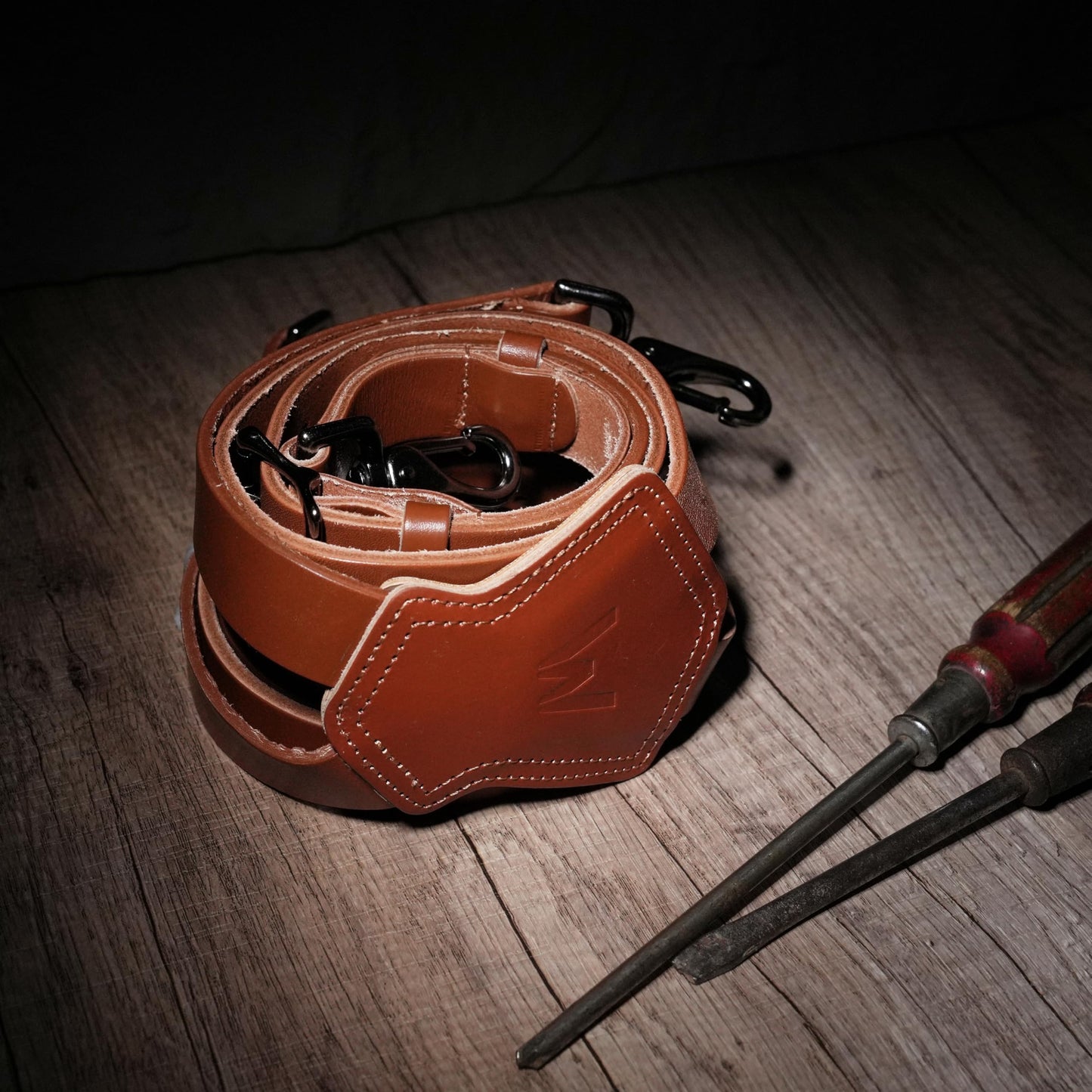 WELKINLAND Top-Grain Buffalo Leather Suspenders, Vintage Suspenders, Brown Leather Suspenders, Heavy Duty, Western Style