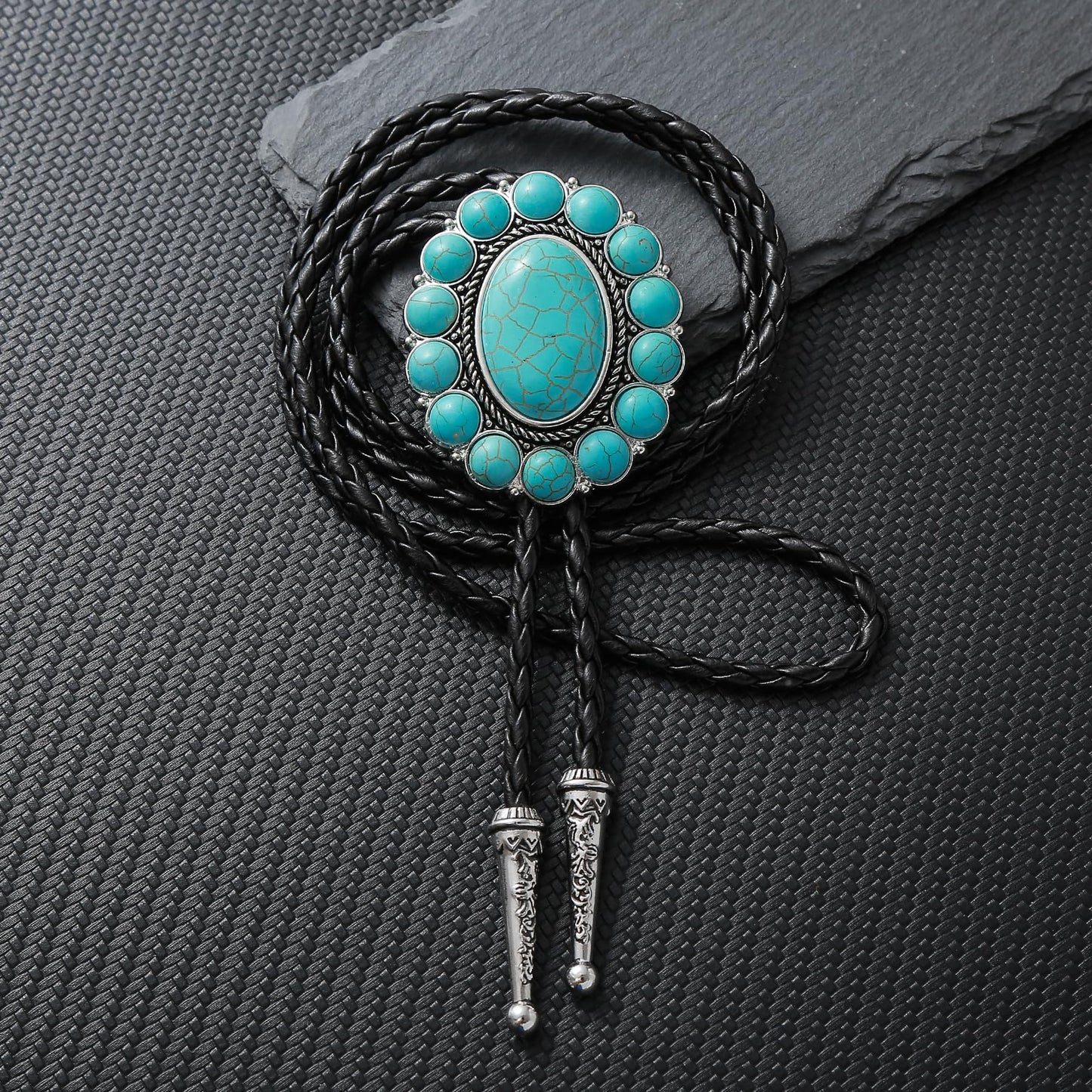 GelConnie Turquoise Bolo Tie for Women Cowboy Bolo Tie for Men Vintage Silver Bolero Ties Men Western Ties Natural Stone