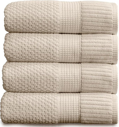 NY Loft 100% Cotton Bath Towel 4 Pack | Super Soft & Absorbent Quick-Dry Bath