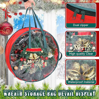 Shappy 8 Pcs Christmas Wreath Storage Bag Clear Wreath Box Wreath Storage Containers with Clear Window and Handle Christmas Garland Storage Containers for Xmas Holiday Seasonal Storage (36 Inch)