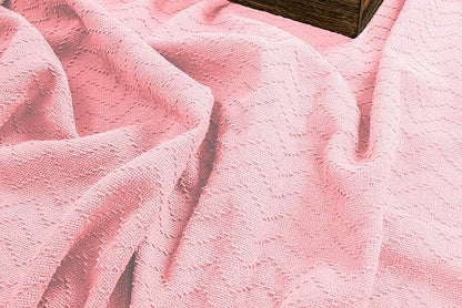 BELIZZI Home 100% Cotton Bed Blanket, Breathable Thermal Blanket Twin Size, Soft Chevron Thermal Blanket 60"x90", Cotton Bed Blanket, Perfect for Layering Any Bed for All Season, Pink