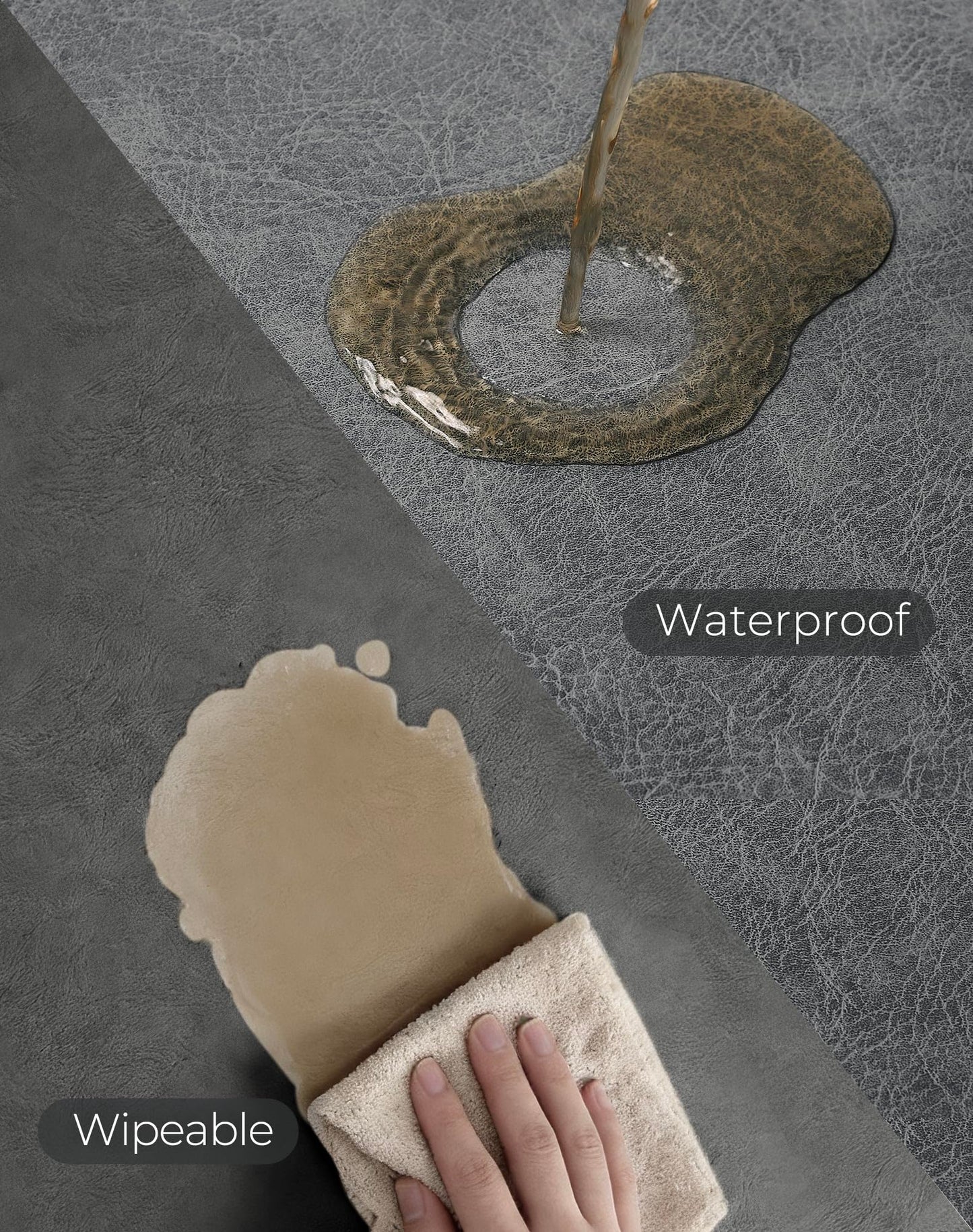 Leetaltree Reversible Faux Leather Placemats Set of 8, 12x17 Inch - Heat Resistant, Waterproof, Non-Slip Table Mats for Dining Kitchen, Hotel-Quality, Mist Grey