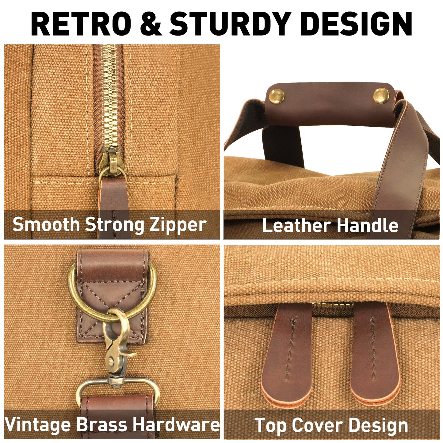 Densata 60L Travel Bags for Men, Nomad Canvas Duffle Bag Vintage Genuine Leather Travel Duffel Bag Multifunctional Weekender Overnight Backpack with Shoes Compartment (Coffee, X Large-60L)