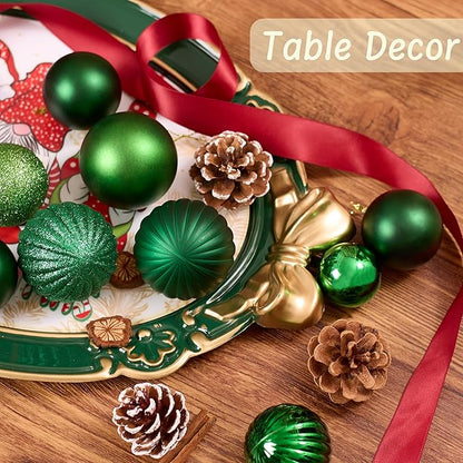 Christmas Tree Decorations Ornament Set, 50ct Dark Green Shatterproof Christmas Ball Ornaments Hanging Xmas Holiday Party Decor(1.57"-2.36")