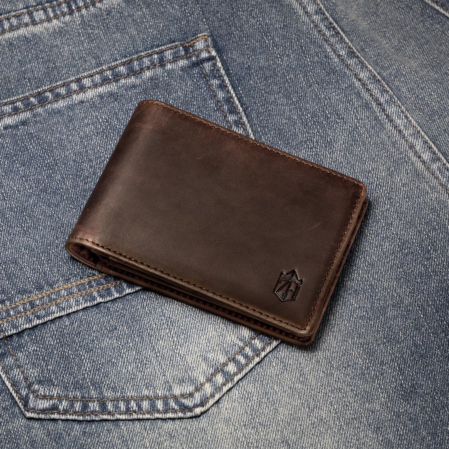 Zitahli wallets for men Genuine Leather Mens Wallet With 12 Card Slots, 2 ID Windows Bifold Rfid Blocking Gifts for Men