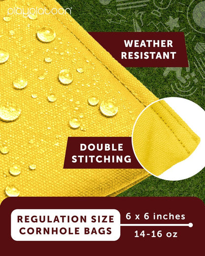 Play Platoon Weather Resistant Cornhole Bags - Set of 8 Regulation Size - Blue &Yellow - Durable Duck Cloth for Tossing Game, Includes Tote Bag