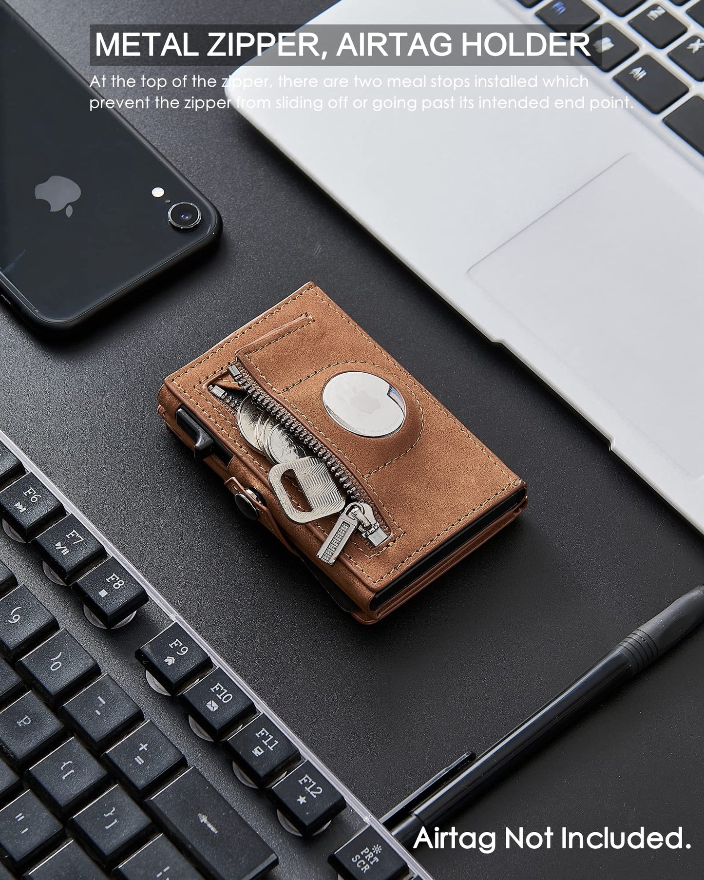 Gemonklee Men's Slim Wallet, Brown 3.0, 100% Full Grain Leather, RFID Protected, Airtag Wallet Holder, 3" L x 4" W x 0.8" H