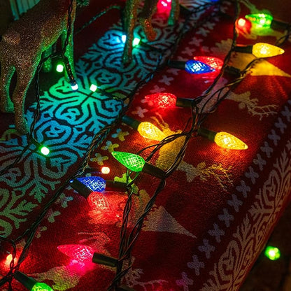 Dazzle Bright C6 Christmas String Lights, 200 LED 66 FT Waterproof Connectable String Lights with Timer, 8 Modes Christmas Lights for Indoor Outdoor Garden Yard Xmas Tree Decoration (Multi-Colored)