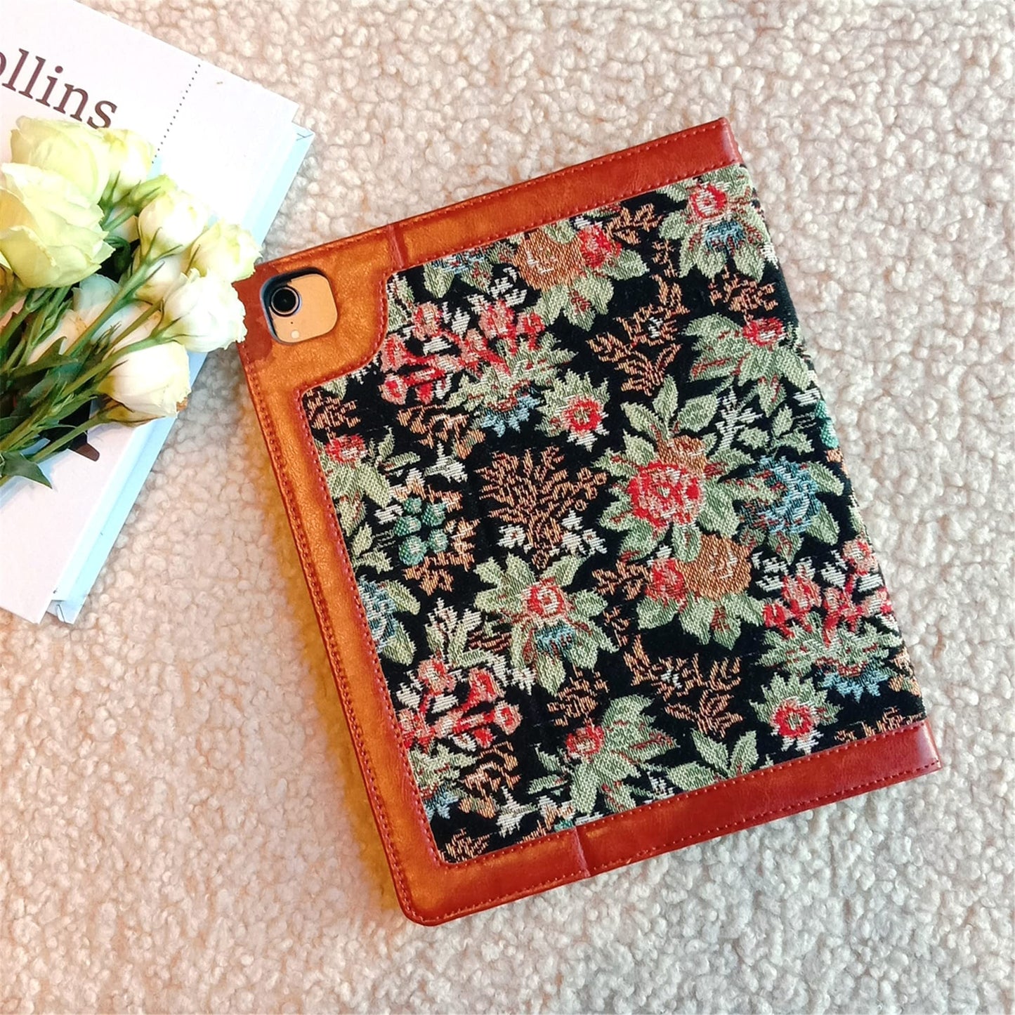 ManZePai Vintage Fabric Case with Pencil Holder for iPad Air 11 Inch 2025,iPad Air 5th/4th Gen 10.9 Inch Case,iPad Pro 11 Inch 4th/3rd/2nd/1st Gen,Magnetic Charging