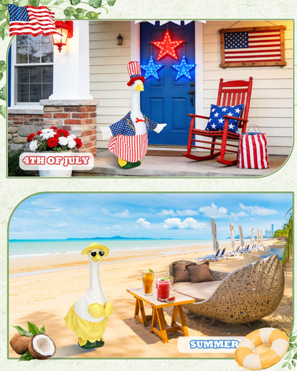 8 Set Holiday Porch Goose Outfits, All Seasons Bundle for 4th of July, Fall, Halloween, Christmas Decor, Valentine, St. Patrick's Day, Easter, Summer,Lawn & Indoor Outdoor, Fits 23 Inch (No Goose)