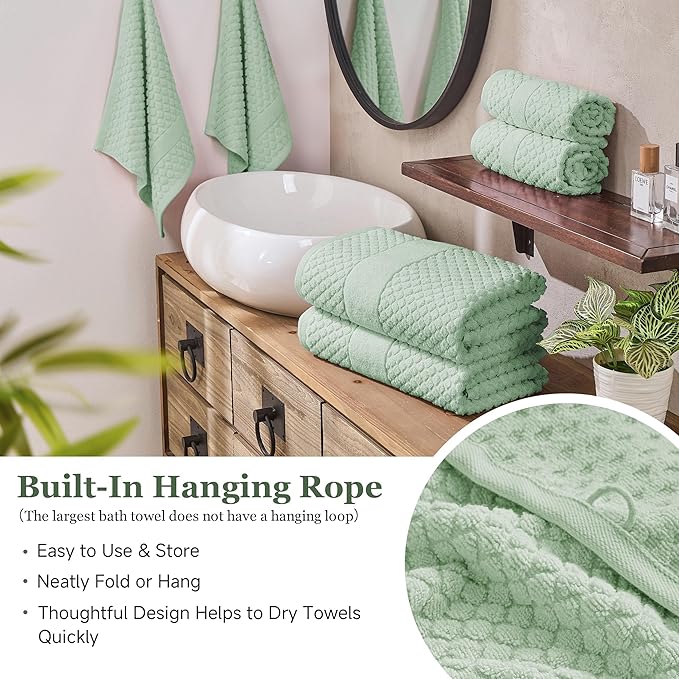 Simple&Opulence 6 Piece Luxury Towel Set, 100% Cotton Bathroom Towels