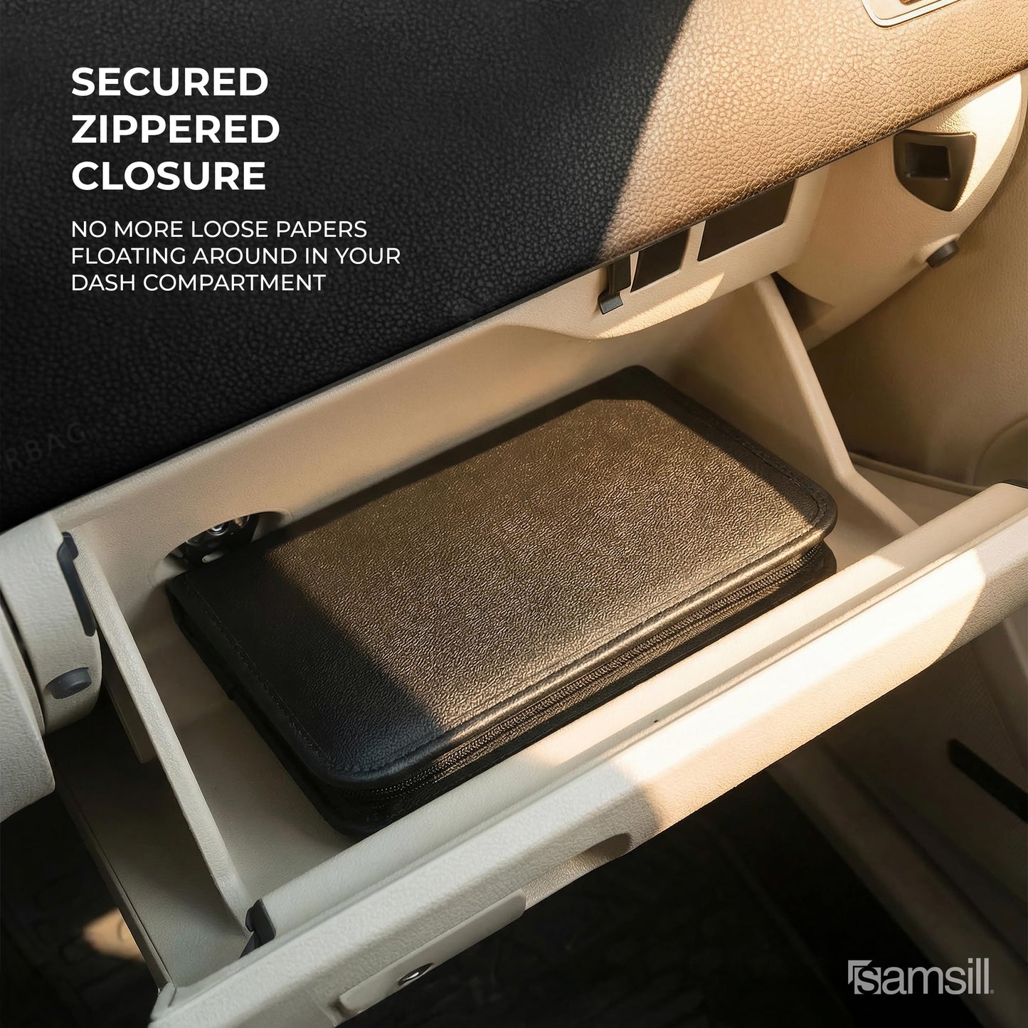 Samsill Car Registration and Insurance Holder, Owner's Manual Glove Box Organizer, 7.25 x 10 inches, Car Document Holder, Black