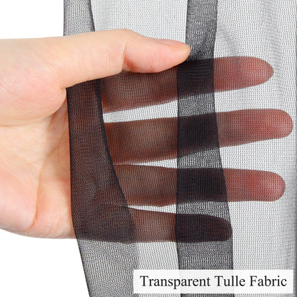 10x10ft Sheer Black Backdrop Curtains for Parties, Tulle Wedding Arch Draping Fabric Photo Background for Birthday Party Halloween Decorations