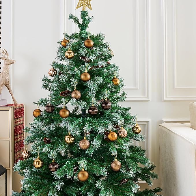 JOIEDOMI 24 Pcs Brown Christmas Balls Ornaments Set, 2.36" Christmas Tree Ornaments Shatterproof, Xmas Balls Hanging Decorations for Tree Wreath Garland Holiday Wedding Indoor Party Decor