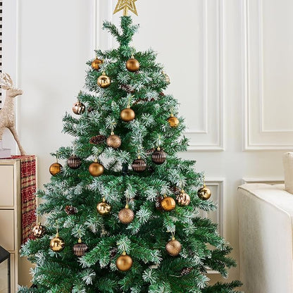 JOIEDOMI 24 Pcs Brown Christmas Balls Ornaments Set, 2.36" Christmas Tree Ornaments Shatterproof, Xmas Balls Hanging Decorations for Tree Wreath Garland Holiday Wedding Indoor Party Decor