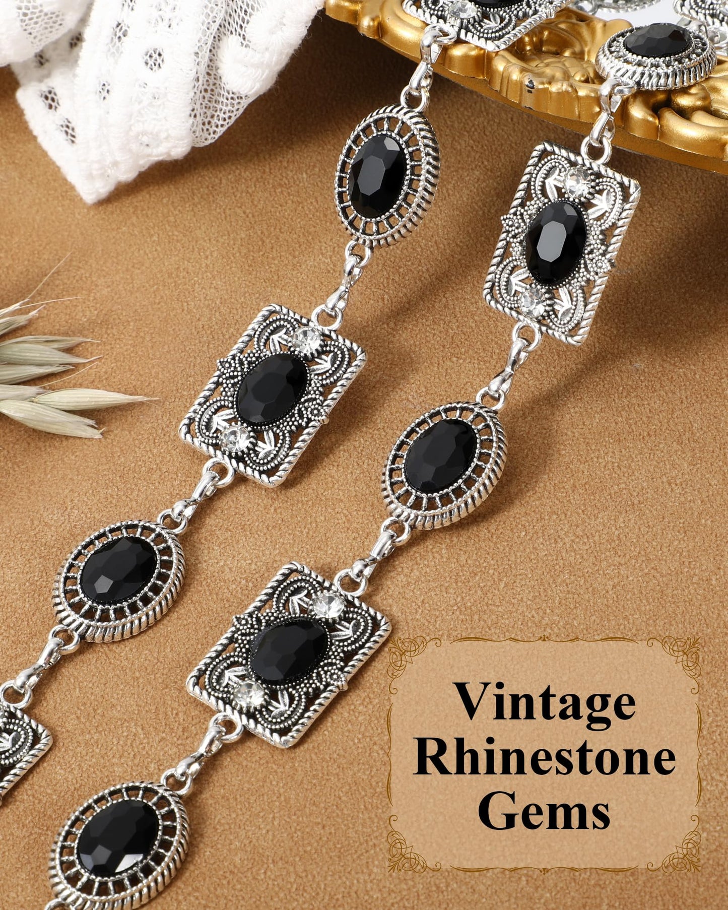 JKEEMI Women Western Concho Chain Belt Vintage Rhinestone Gems Boho Metal Waist Chain Jeans Dress Daily Concert Halloween