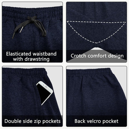 JWM Men's 7" Cotton Sweat Shorts - Ultra Soft Fleece Lounge Short with Zipper Pockets Elastic Waistband for Home Casual Navy