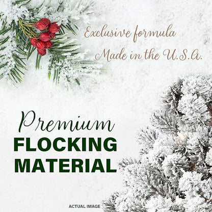 Fraser Hill Farm 30" Christmas Snow Flocked Teardrop Door Swag with Pinecones, FF030CHTD001-0SN
