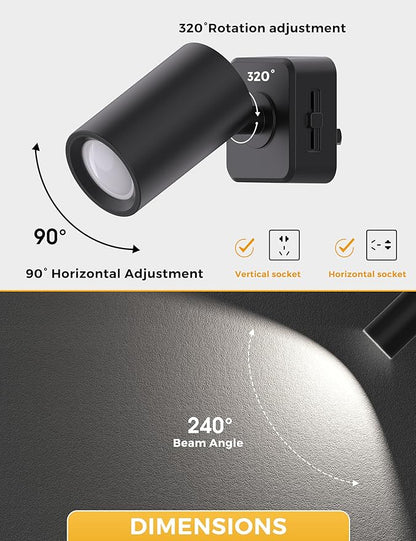 L LOHAS LED Night Lights Plug into Wall, [2-Pack] Rotatable Night Lights with Dusk to Dawn Sensor, 0-100 LM Brightness Adjustable,Daylight White 5000K Nightlight for Adults Bathroom Hallway Stairs