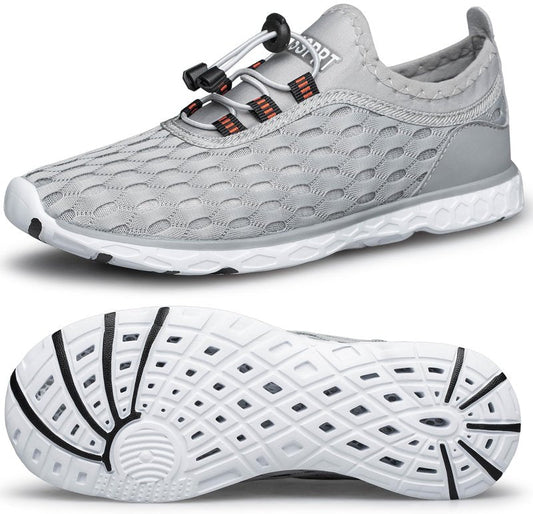 DOUSSPRT Men's Water Shoes Quick Drying Sports Aqua Shoes LightGrey Size 9