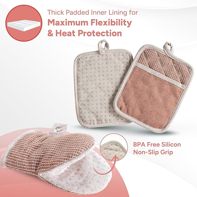 Casa Platino Cute Oven Mitts & Pot Holders, 4-Piece – Oven Mitts Heat Resistant