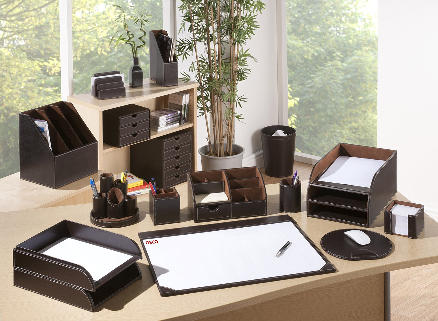 OSCO Brown Faux Leather Letter Holder