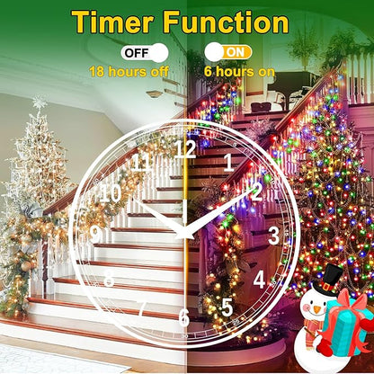 50FT 480 LED Christmas Lights Outdoor Decorations with 90 Drops Timer 8Mode Curtain String Lights Waterproof Plug in Fairy Lights for Indoor,Xmas,Party,Patio,Window,Fence,Trees Decor(Multicolor)