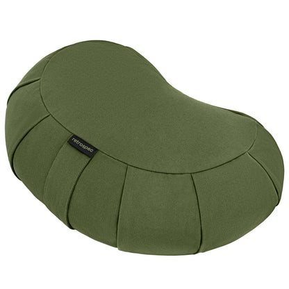 Retrospec Sedona Zafu Meditation Cushion With Buckwheat Hull Fill - Adjustable Yoga & Pilates Support Pillow - 17in Crescent Cotton Cover With Handle