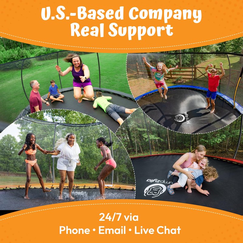 JUMPZYLLA Trampoline Outdoor 8FT 10FT 12FT 14FT 15FT 16FT with Enclosure and Ladder, ASTM Approved Recreational Trampoline for Kids and Adults, Anti-Rust Coated Frame (Yellow, 15FT)