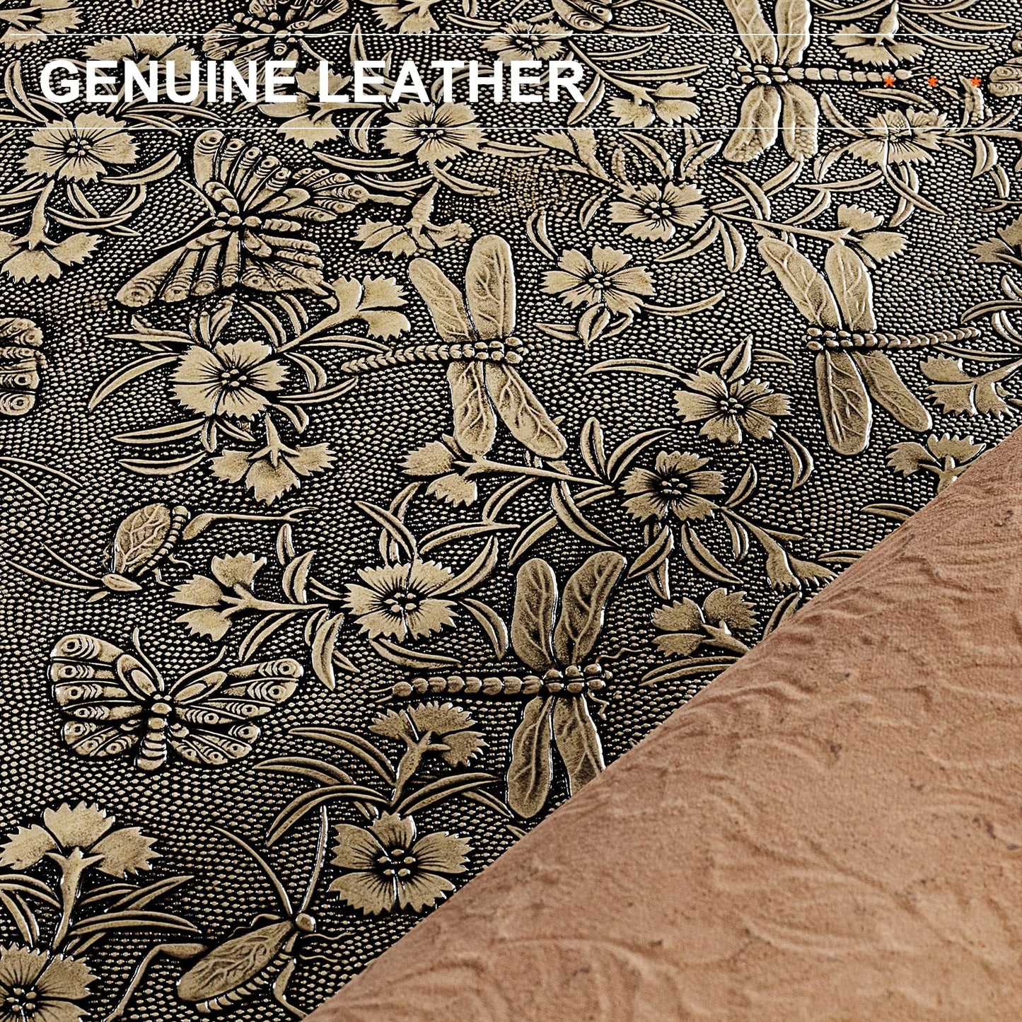 Gexmil Genuine Leather Coin Purse with Zipper, Full Grain Leather, Mini Coin Pouch for Women Men, Change Wallet,Butterfly Grey