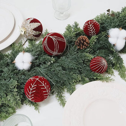 20PCS Velvet Ornaments for Christmas Tree, 2.36INCH Glitter Flocked Christmas Ornaments Decorations Balls Set Decor