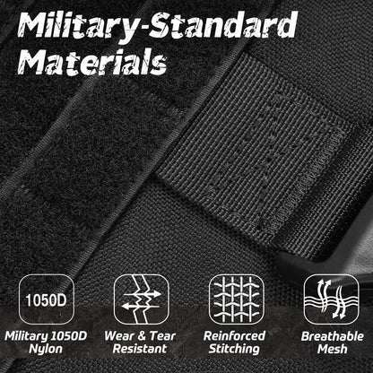 rabbitgoo Tactical Dog Harness for Large, Heavy Duty Pet Harness with Handle, No-Pull Service Vest Large Breed, Adjustable Military Dog Vest for Training Hunting Walking, Black, L