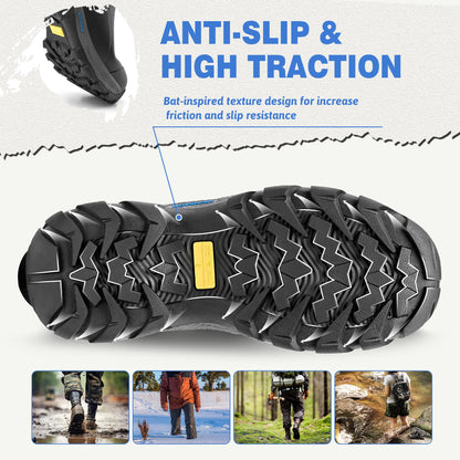 WOVENPAK Rubber Boots for Men, Mens Boots Waterproof Insulated Hunting Boots with Steel Shank, Neoprene Rubber Work Mud Boots Outdoor All Season, Size 7
