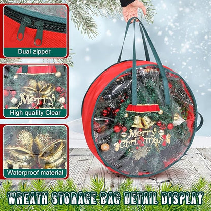 Shappy 4 Pcs Christmas Wreath Storage Bag Clear Wreath Box Wreath Storage Containers with Clear Window and Handle Christmas Garland Storage Containers for Xmas Holiday Seasonal Storage (36 Inch)