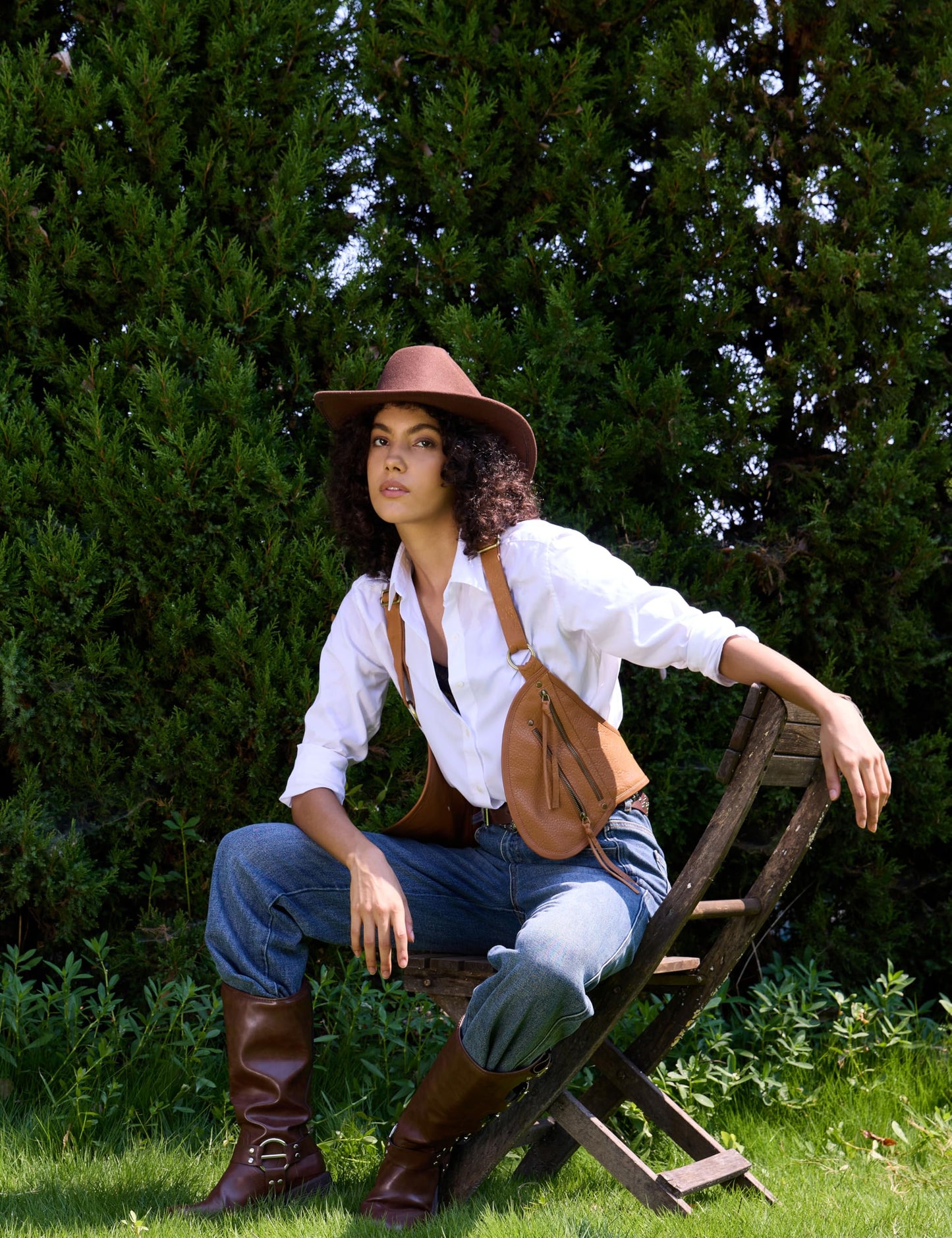 LyzerMia Harness for Women Genuine Leather with Pocket Steampunk Vest (Brown)