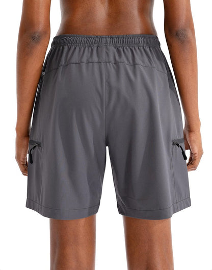 SANTINY Women's 5''/ 7''/9'' Hiking Cargo Shorts Quick Dry Lightweight Summer Shorts for Women Athletic Golf Zipper Pockets(Dark Grey_S)