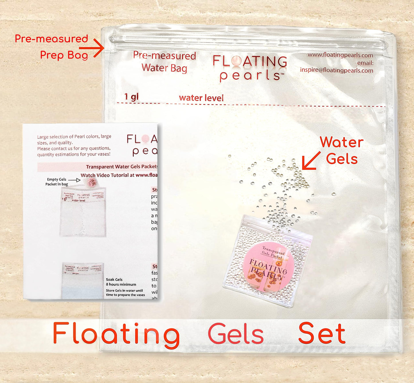 Vase Pearlfection 50 Floating Silver Stars-Glitter-Jumbo Sizes-Fills 1 Gallon of Transparent Gels for Floating Effect-with Measured Floating Gels Prep Bag for Best Results!