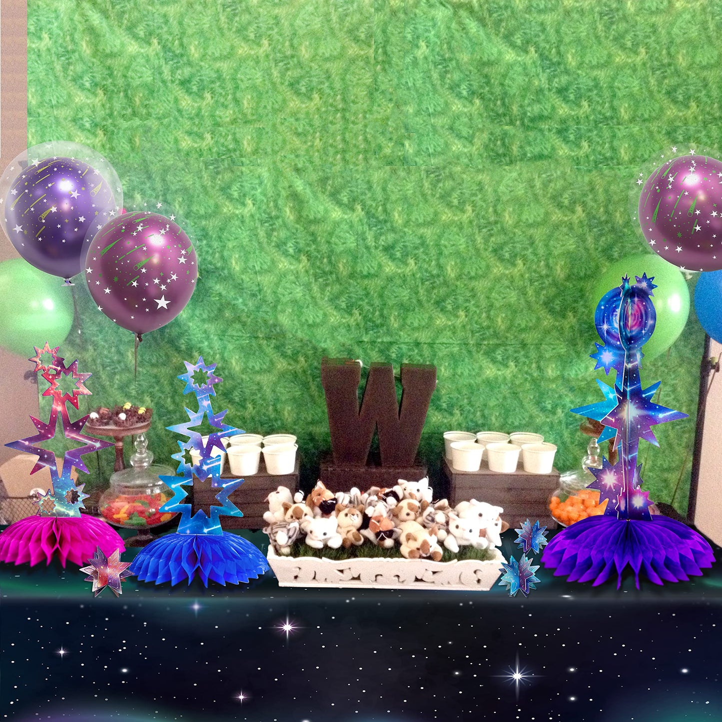 Decor365 Holographic Star Centerpieces Galaxy Party Decorations Aurora Borealis Theme Table Decor Celestial Shooting Star Starry Night Sky Wedding Bachelorette Anniversary Birthday Party Supplies