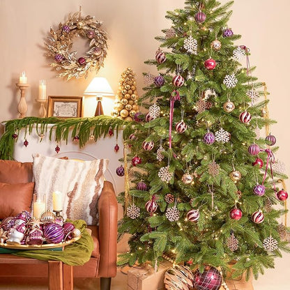 JORNOY Christmas Balls Ornaments, 30ct Shatterproof Xmas Tree Decorations, Hanging Bulbs Baubles Set with String for Holiday Home Party Decor, 2.36 inch/60mm, Jewel Tone